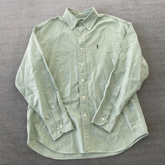VTG 90s J. Crew Oarsman Logo Mint Green Oxford Cloth Cotton Button Down Shirt M - Picture 1 of 7